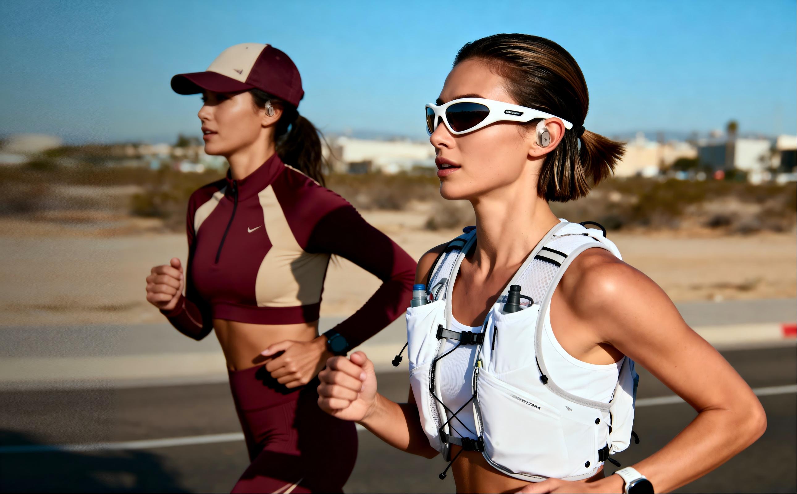 Athlete wearing FreSound Open-Ear Earbuds during a workout, highlighting the secure fit, IPX5 sweatproof durability, and running safety.